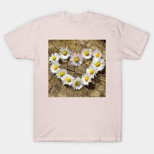 White flower Heart T-Shirt